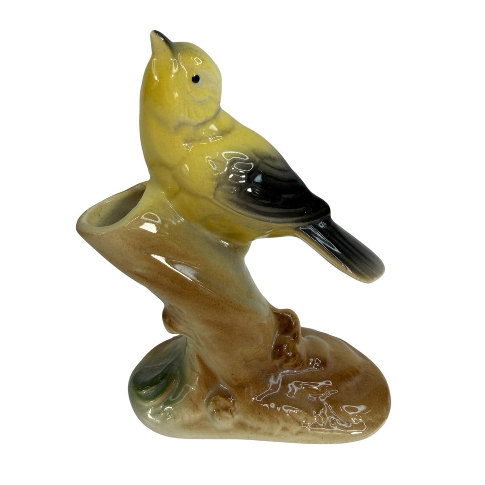 Royal Copley London Fancy Yellow Canary Song Bird Branch Bud Vase Figurine MCM